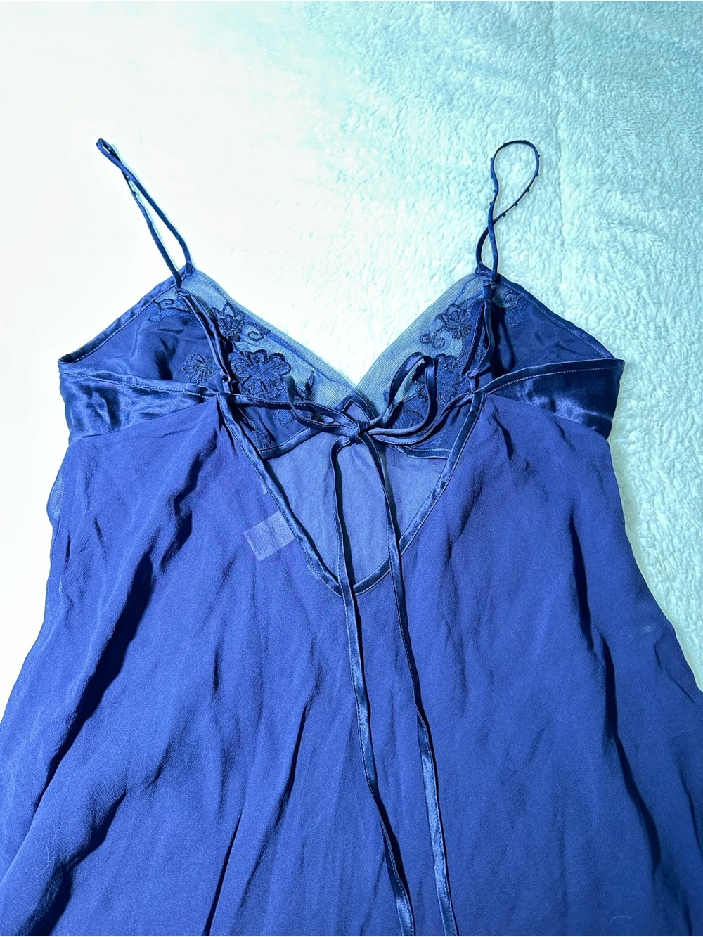 Navy 100% Silk Victoria Secrets Slip Dress - Picture 3 of 5